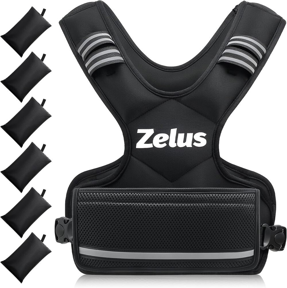 ZELUS Adjustable Weighted Vest 4–10 lbs Black Workout Training Fitness Vest